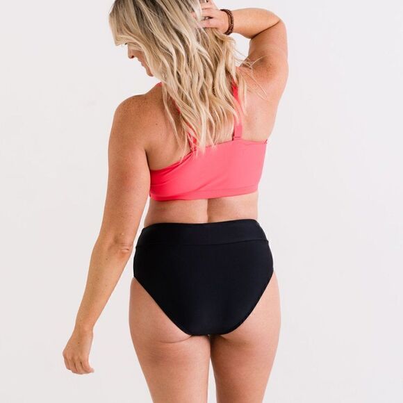 NWT MidRise Full Coverage Briefs Bikini Swim Bottom in Black - Picture 8 of 13